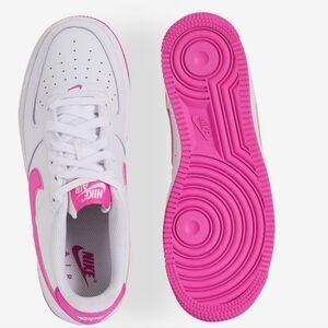 Size 11 - Nike Girl's Air Force 1 Low Easy On Shoes White/Laser Fuchsia